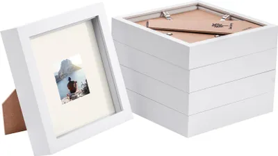 Produktbild von 5x weiß 6 "x 6" 3D Box Fotorahmen mit Elfenbein 2 "x 2" montieren - stehend hängend handwerk schattenbild display - von nicola frühling