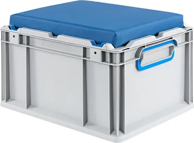 Produktbild von Eurobox NextGen Seat Box Blau | HxBxT 26,5x30x40cm | 20 Liter | Griffe geschlossen | Grau | Eurobehälter, Sitzbox, Transportbox, Transportbehälter, Stapelbehälter