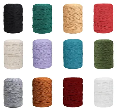 Makramee-Garn 3 mm x 30 m, 12 Farben, Baumwolle, DIY