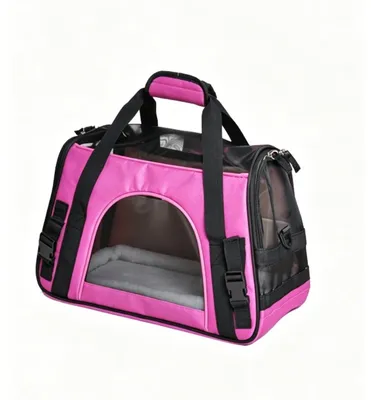 Productafbeelding van INF Huisdier reistas - Oxford-stof crossbody met meerdere vakken, huisdierveilige ritssluiting en afneembaar lamswolkussen Rode roos