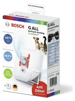Zdjęcie produktu dla Bosch BBZAFGALL, Worek na kurz, Cylinder próżniowy, Biały, Bosch, 100 g, Zawieszane pudełko