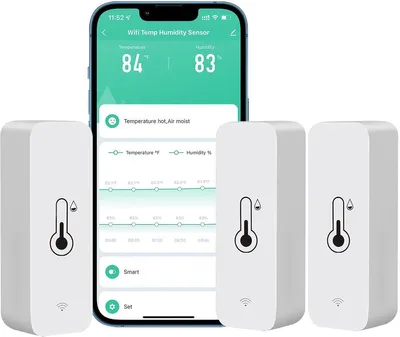 Drahtloser WiFi Temperatur- und Feuchtigkeitssensor für Innen und Außen – Monitor mit App-Benachrichtigungen und