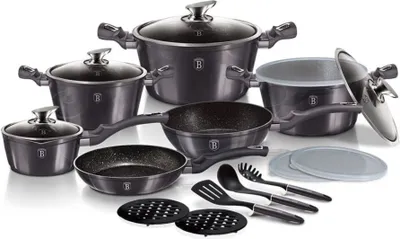 Produktbild von Berlingerhaus Marmorbeschichtetes 18-teiliges Kochgeschirr-Set Carbon PRO Line BH-6887