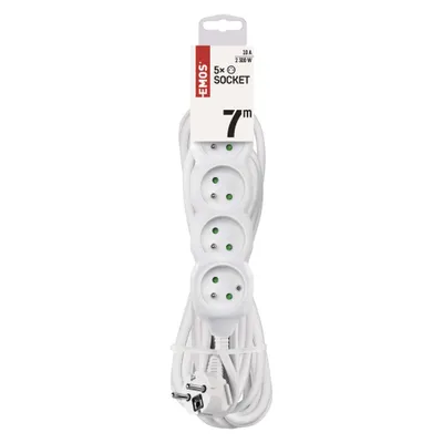 EMOS Prodlužovací kabel 7 m / 5 zásuvek / bílý / PVC / 1 mm2, P0517