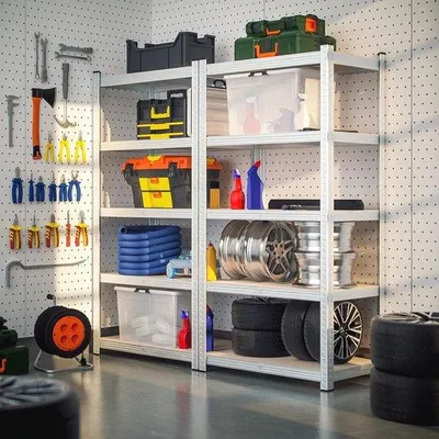 Obrázok produktu pre Dvojitý stojan 180 x 90 x 40 cm, nosnosť 1750 kg, s MDF doskami, do garáže, dielne, skladu