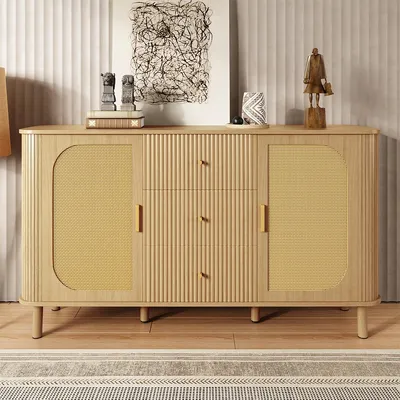 Produktbild von Sideboard mit Schubladen Aufbewahrungsschrank für Wohnzimmer Esszimmer 140*40*80 cm Holz