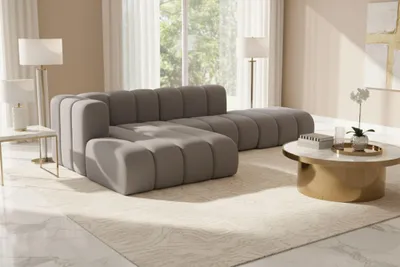 Produktbild von Kaiser Möbel Ecksofa L-Form mit Hocker, Grand Mini, Stoff Salvador, Grau, Links