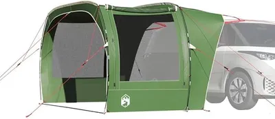 Produktbild von Autozelt Grün wasserdicht aus 185T Polyester mit PolyurethanBeschichtung 340x213x, leichtes Campingzelt mit Metallheringen und Abspannseilen, Winddicht, mit Tragetasche für Outdoor, Festival