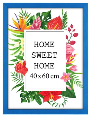 Produktbild von MG Design Blau Bilderrahmen 40 x 60 cm - Aus echtem Holz mit Acrylglas, zum Aufhängen & Aufstellen, für Fotos, Poster & Puzzle