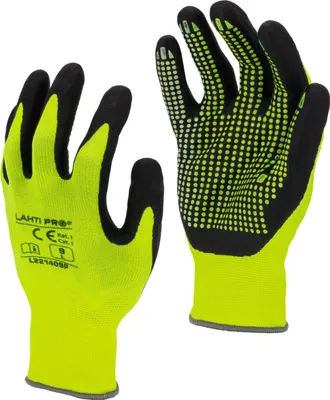 Produktbild von Salpetersäurehandschuhe, gelb-schwarz, L221410P, Karte, "10", CE, Lahti