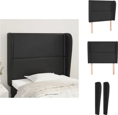 Image de vidaXL Tête de lit avec oreilles Noir 93x23x118/128 cm Similicuir - Tête & Pieds de lit