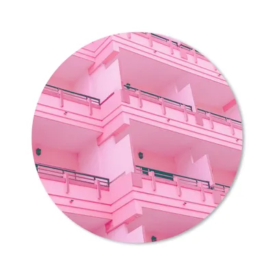 Produktbild von MuchoWow® Mauspad Mousepad Balkon - Sommer - Rosa - Architektur 20x20 cm - Mousepads - Maus Mat - Pad - Mausunterlage - Schreibtischmatte
