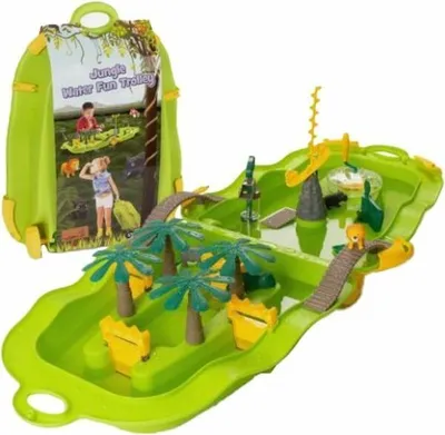Immagine prodotto di Starplast Jungle Water Fun Trolley verde | Giostra d'acqua pieghevole in valigia con accessori | Gioco d'acqua in plastica