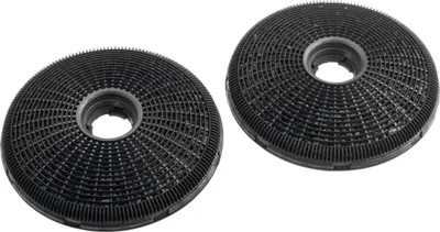 Two black circular charcoal filters are shown against a white background.