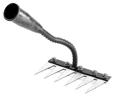 Produktbild von Gartenrechen, robuster Unkrautstecher aus Kohlenstoffstahl mit 5/6/7/8 Zinken, Handrechen zum Ausreißen von Unkraut für Garten, Rasen, Landschaftsbau