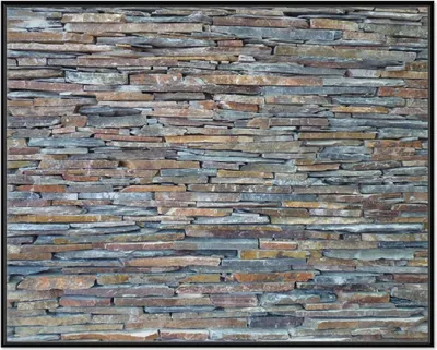 Produktbild von Wallario Wandbild Natursteinmauer in grau braun, Größe: 40,30 x 50,30 cm, Poster mit schwarzem Aluminiumrahmen