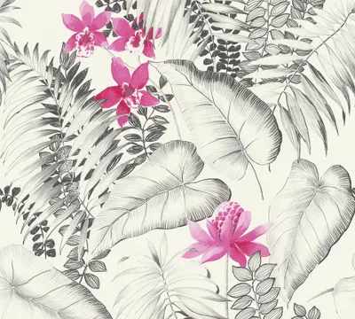 Produktbild von A.S. Création Blumentapete Exotic Life florale Tapete Vliestapete grau rosa schwarz 10,05 m x 0,53 m