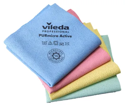 Obrázok produktu pre Vileda Professional, utierka z mikrovlákna PurMicro Active, 4 ks, materiál: PUR, rozmer: 38x35 cm