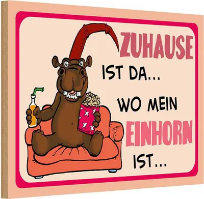 Produktbild von vianmo Holzschild 12x18 cm Zuhause ist da wo mein EinhornShild Spruch Zitat