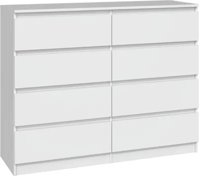 Produktbild von VBChome Kommode mit 8 Schubladen 120 x 40 x 97 cm Weiß Matt Grifflose Schubladenkommode Mehrzweckschrank für Flur Schlafzimmer Wohnzimmer Kinderzimmer Modern