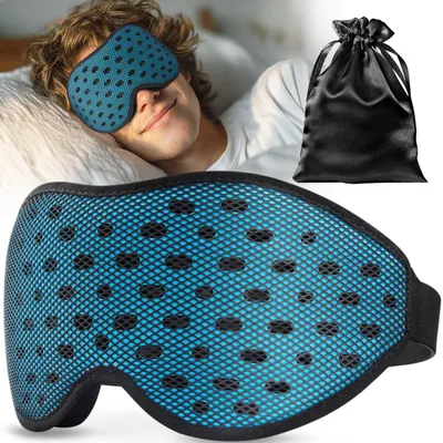 Image de Masque de sommeil opaque et respirant pour femmes et hommes – Édition 2025, masque de sommeil 3D, ultra-léger et confortable, avec pochette de rangement, idéal pour les voyages, en avion et pendant les gardes de nuit, bleu ciel
