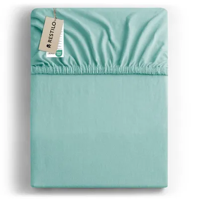 Produktbild von Spannbettlaken 100% Baumwolle Schlafzimmer Bettlacken Betttuch 220-240x220 Hell Türkis