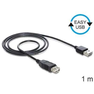 Produktbild von Delock EASY-USB - USB-Verlängerungskabel - USB (W) zu USB (M) - 1 m - Schwarz