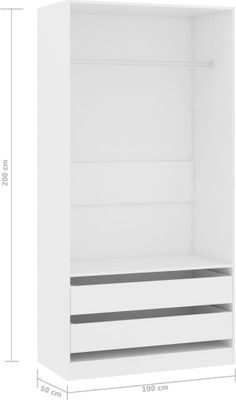 vidaXL Kleiderschrank Weiß 100x50x200 cm Holzwerkstoff