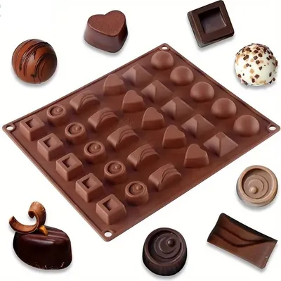 Produktbild von XL Silikonform Silikon Pralinenform für 30 Pralinen Herz Pralinen Schokoladenform Schokolade Fondant Backform Praline