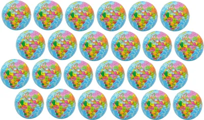 Produktbild von 24x Weltkugel Globus Erde Schaumstoffball Softball Knautschball Ø 6 cm Knetball Stressabbau