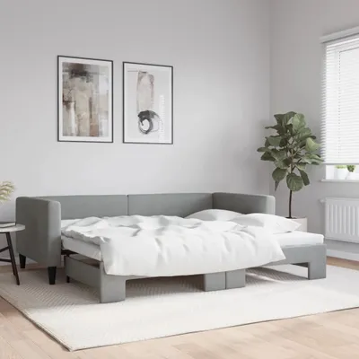 Image de Maison Exclusive - Canapé-lit convertible gris clair 90 x 200 cm, tissu