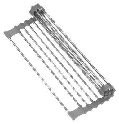 Produktbild von Abtropfgestell, Aufrollbares Abtropfgitter, Nimmt Keinen Platz EIN, Hitzebeständiges Abtropfgestell Geschirr, Geschirrabtropfgestell für Edelstahlspülen, 43.5 x 28.5 cm, Grau (Neu)