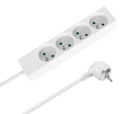 Obrázek produktu pro Rebel URZ3052-2-B Prodlužovací kabel, 4 zásuvky, bez vypínače, 2 m, bílý