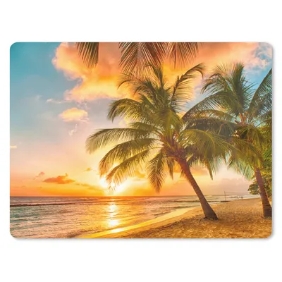Produktbild von MuchoWow® Mauspad Mousepad Sonnenuntergang - Palme - Wolken - Meer - Strand 23x19 cm - Mousepads - Maus Mat - Pad - Mausunterlage - Schreibtischunterlage - Mauspad