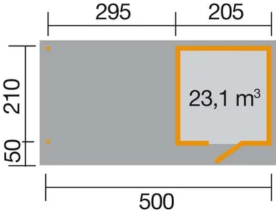 Produktbild von WEKA Designhaus 172 B, Gr.1, Farbe: natur, BxTxH: 544 x 284 x 226 cm; 172.212.170.201