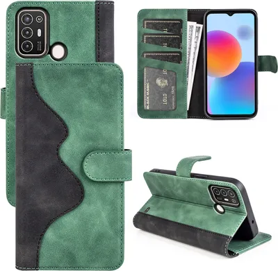Obrázok produktu pre Pre ZTE Blade A52 dizajnové puzdro na mobilný telefón Green Leatherette Case Cover Case