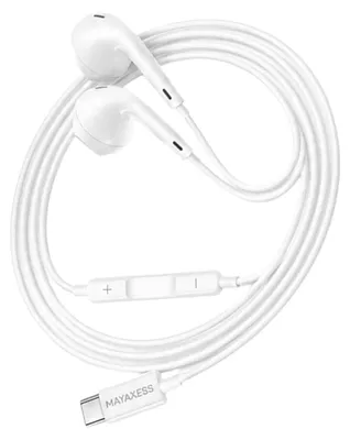 Immagine prodotto di Mayaxess, cuffie con cavo USB-C e microfono per Galaxy S21, bianco