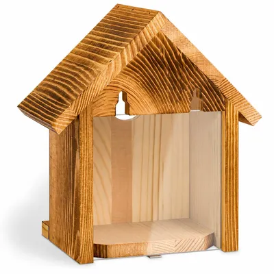 Produktbild von Holz Vogelhaus mit Sichtfenster, wetterfester Nistkasten zum Aufhängen, Garten Balkon Deko für kleine Vögel, naturbelassen