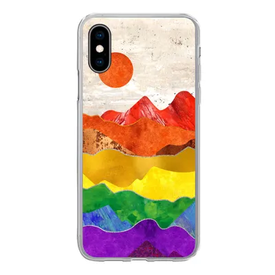 Produktbild von MuchoWow® Handyhülle Schutzhülle Hülle für iPhone X Regenbogen - Marmor - Stolz Silikon Softcase Handy Hülle - Handyhülle