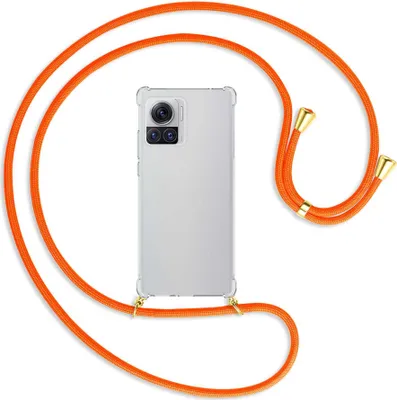 Produktbild von Handykette Backcover-Schutzhülle mit Band (Metall goldfarben) für Motorola Edge 30 Ultra, Moto X30 Pro - neonorange