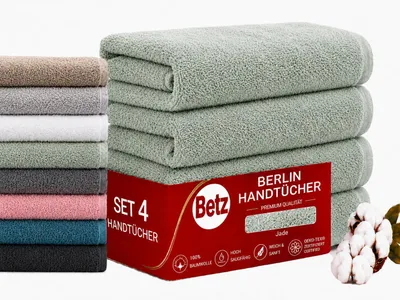 Produktbild von Betz BERLIN 4er Pack Handtücher Set Handtuch Größe 50x100 cm 100% Baumwolle Farbe - jade - BERLIN
