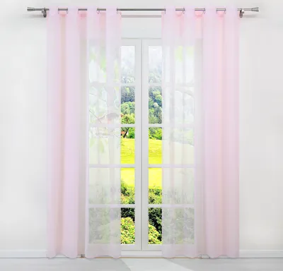 Produktbild von Gardinen Vorhänge Voile Gardine Transparent Dekoschal Uni Ösen Vorhang Pink HxB 225x140 cm 1 Stück