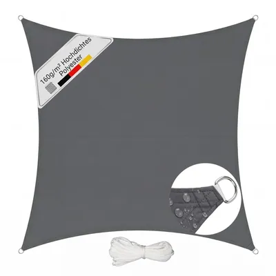 Produktbild von Sonnensegel Balkon 160g/m² Polyester UV Schutz Sonnenschutz Terrasse Garten Quadratisch, Anthrazit 3 x 3 m