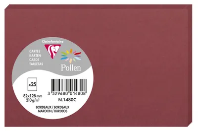 Produktbild von Clairefontaine 1480C, Standard-Grußkarte, Bordeaux, 210 g/m², 128 mm, 82 mm, Frankreich