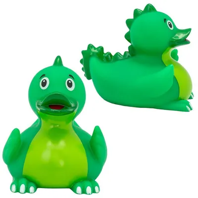 Immagine prodotto di Van der Meulen, anatra da bagno Dino, gomma, verde, giocattolo da bagno
