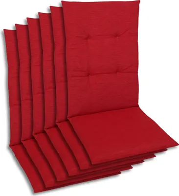 Produktbild von GO-DE Textil, Sesselauflage Mittellehner, 6er-Set, Farbe: rot, Maße ca.: 108 cm x 48 cm x 5 cm