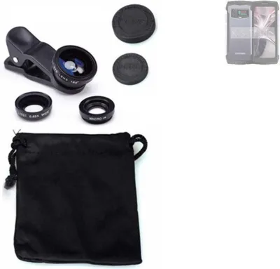 Produktbild von K-S-Trade Smartphone Kamera Linsen Set Kompatibel mit Doogee Smini 3in1 Clip-On Kamera Adapter Macro Weitwinkel FishEye Fischauge Objektiv Linse