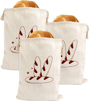 Produktbild von 3x Brotkörbe, Brotbeutel Leinen, BrottüTen, Brotbeutel Aufbewahrung, Brotsack, Brottasche