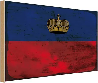 Produktbild von vianmo Holzschild 20x30 cm Liechtenstein Rost Flagge Fahne Wappen