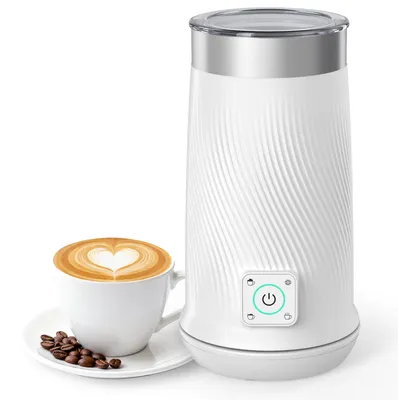 Milchaufschäumer 4-in-1, elektrisch, 240 ml, Edelstahl, Weiß